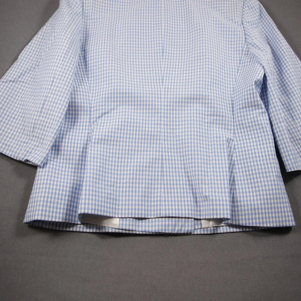 NEW Brooks Brothers Gingham Double Breasted 3/4 Sleeve Women Jacket 12 Office
